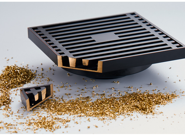 阳台花园大口径大流量地漏防臭防堵15x15cm 户外纯铜加厚直排地漏