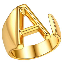 亚马逊跨境电商欧美26个英文字母开口戒指可调节指环饰品批发