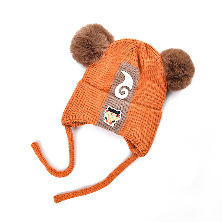 Autumn and Winter New Children's Knitted Hat Boys and Girls Earmuffs Hat Thickened Warm Hat Outdoor Hat Customization