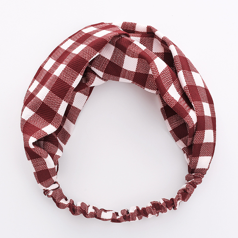 新款发带秋冬款百搭小格子发带创意韩版布艺发饰洗脸化妆头带饰品