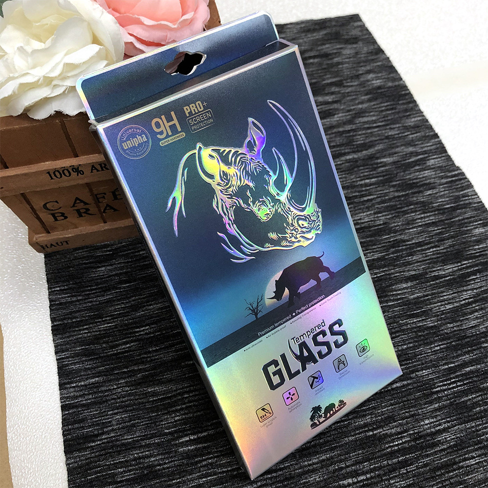 现货钢化膜包装通用素面镭射纸纸盒包装纸盒内托包装