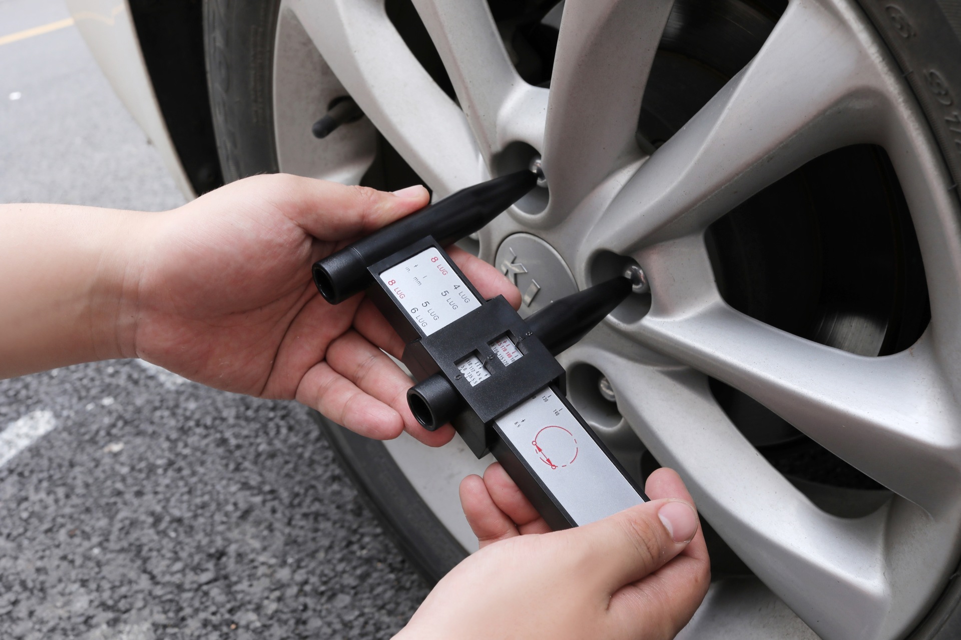 跨境pcd卡尺 pcd尺 8lug 轮毂孔距测量工具 轮毂尺子 改装孔距尺