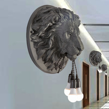 北欧狮子头壁灯客厅餐厅书房卧室咖啡酒吧个性创意夜场动物头灯具
