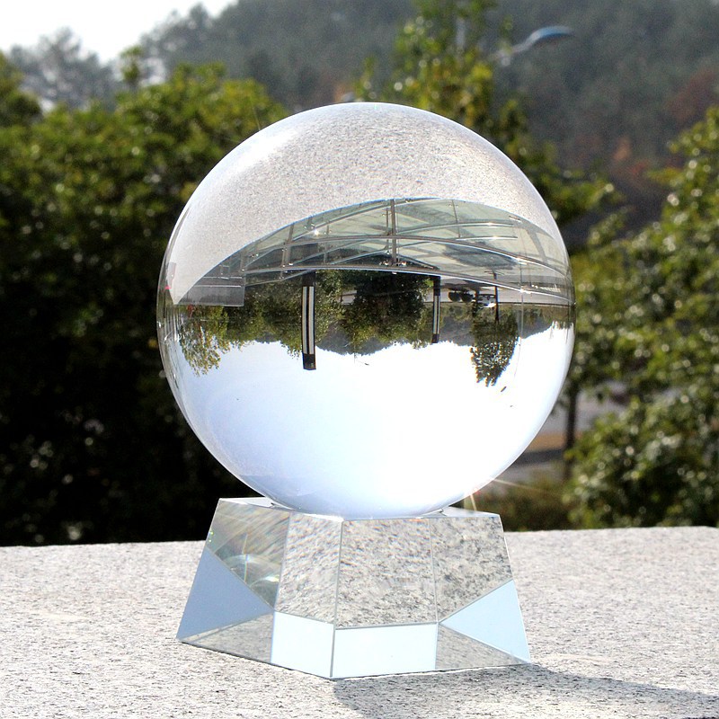 水晶球底座托转运办公室酒柜装饰品摆件白色玻璃刻字定制透明圆球