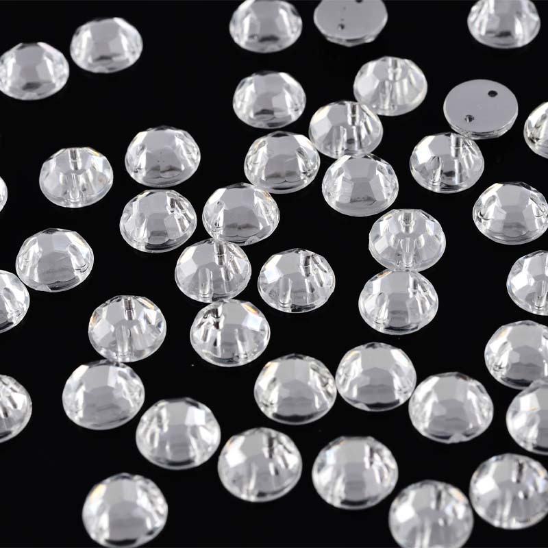 Imitation Table Acrylic Diamond Flat Double Hole Bottoming Drill Hand Sewing Clothing Diamond Accessories Beaded Button Two Hole Sequins