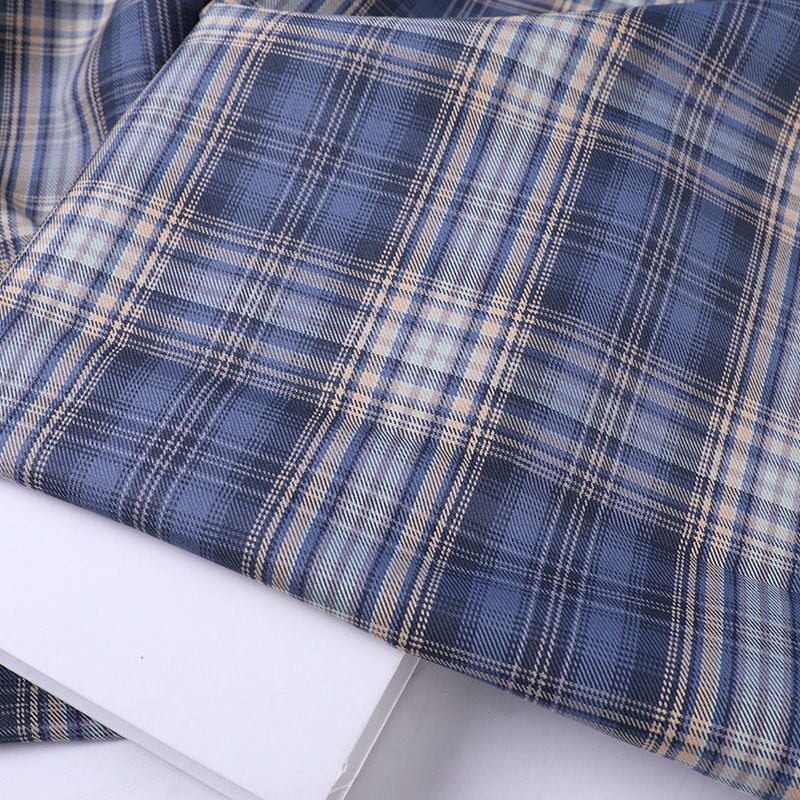 全涤jk制服格裙面料 学院风百褶裙成品布料 色织格子面料现货