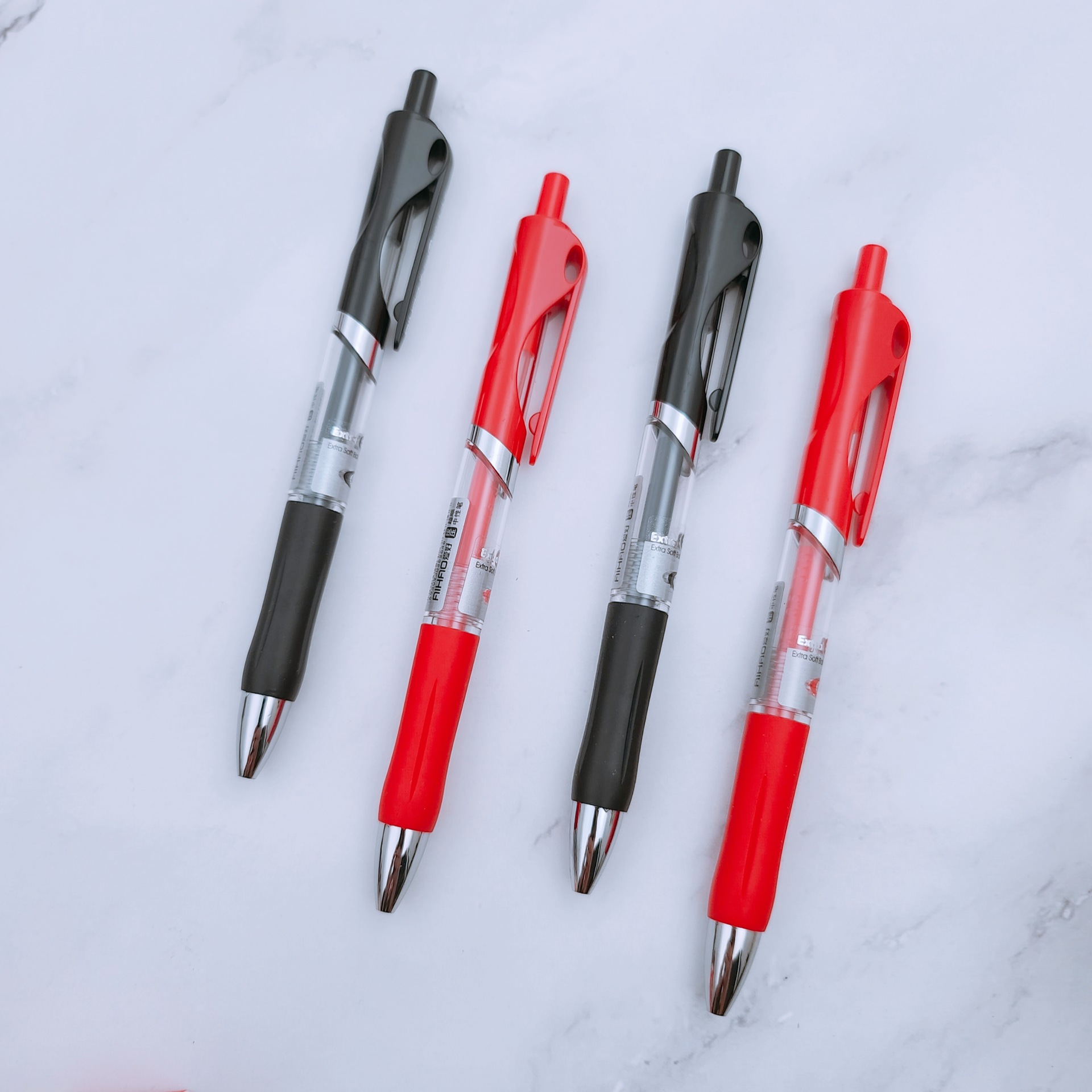 爱好文具新品8981黑色红色按压中性笔 0.5mm子弹头按动水性笔批发