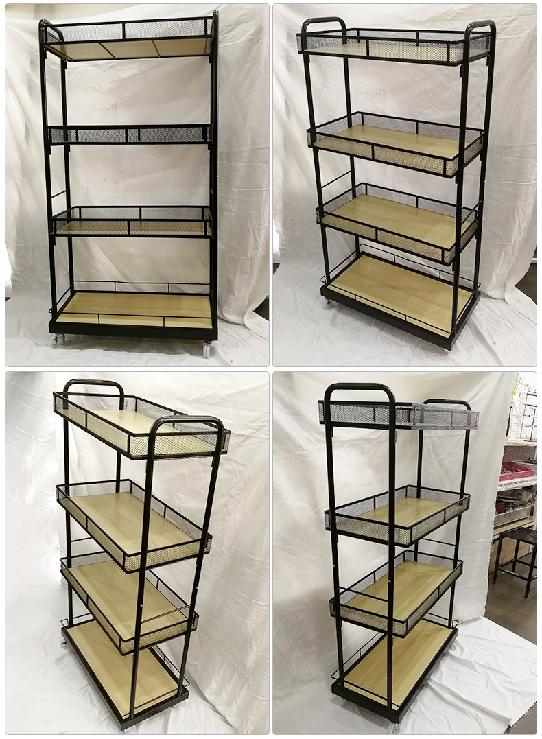 厂家直供 h四层木板展示架 可定制货品展示架置物架