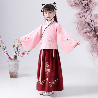 2020新款汉服女孩古装可爱襦裙中国风绣花儿童民族风演出服花童女