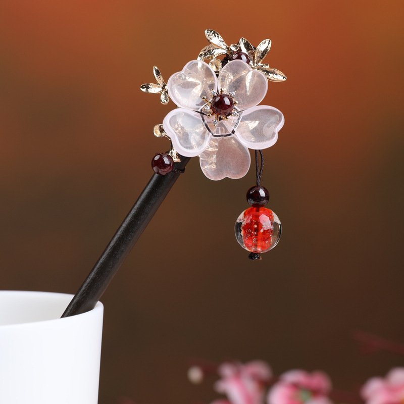 古风发簪盘木簪子风步摇简约现代日常青簪流苏旗袍一字素簪女