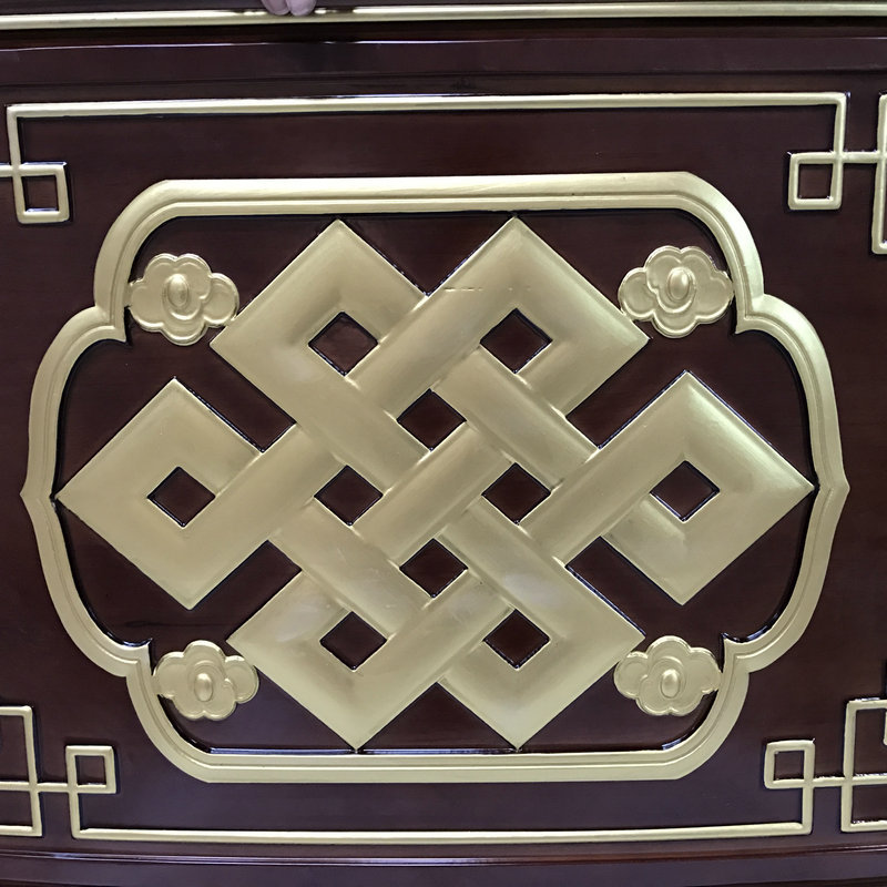 厂家批发藏式花格镂空雕花板 描金室内装饰窗花实木雕花板