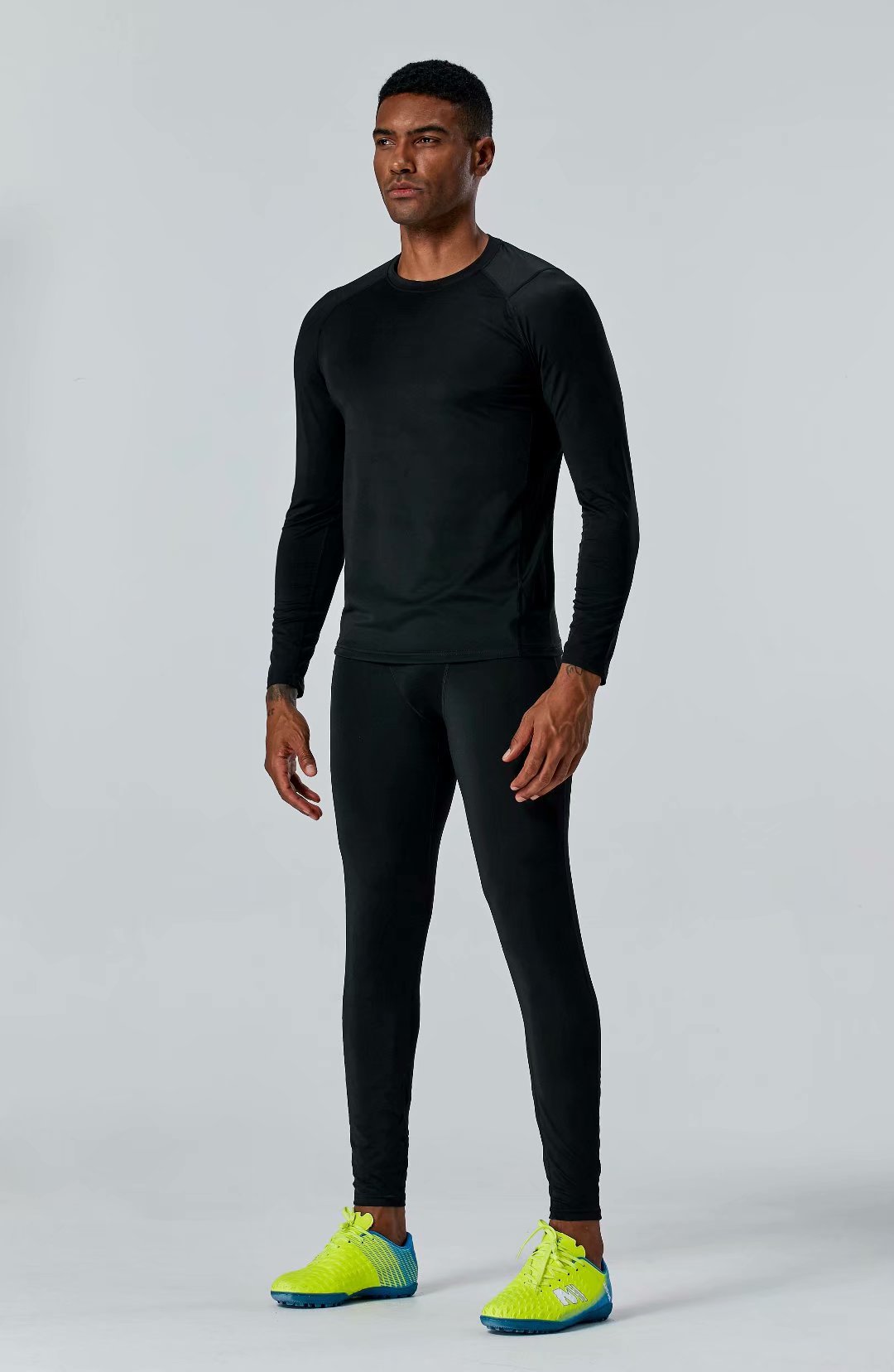 批发成人秋季高弹健身塑形速干衣训练服男长袖儿童运动紧身衣套装