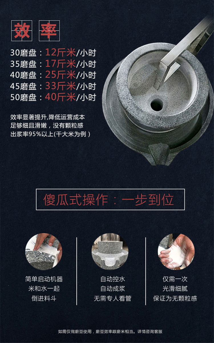 电动石磨机器广东商用肠粉机大型磨芝麻米浆机器全自动石磨豆浆机