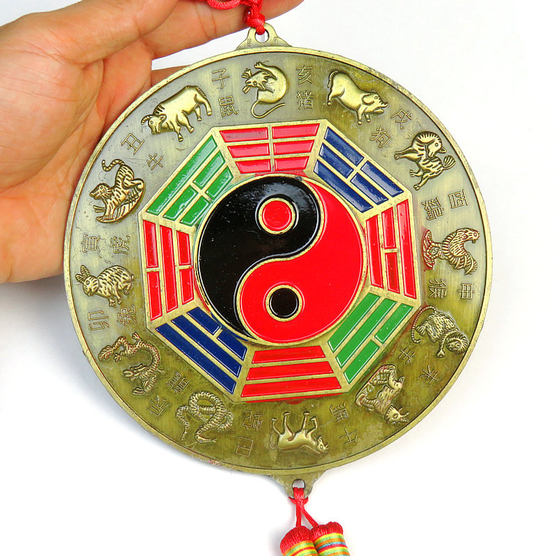 彩色太极阴阳风水八卦镜挂件十二生肖二十四节气家用门口寺庙法器