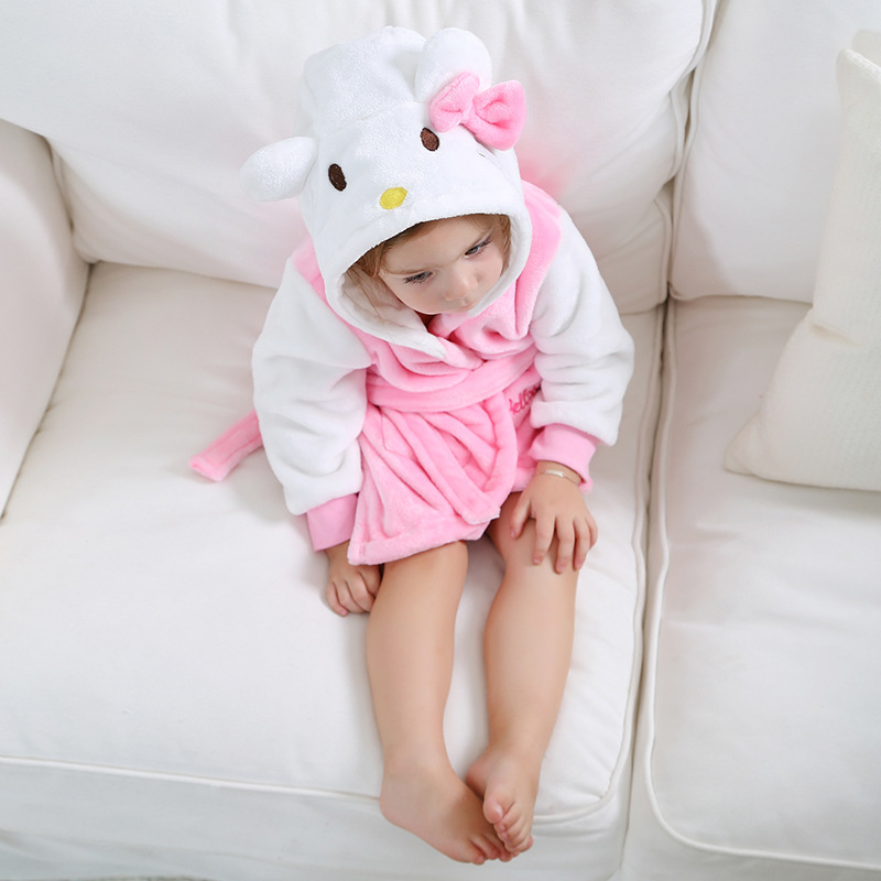 婴儿浴袍男女宝宝家居服法兰绒动物造型睡袍 0-3岁家居婴幼服