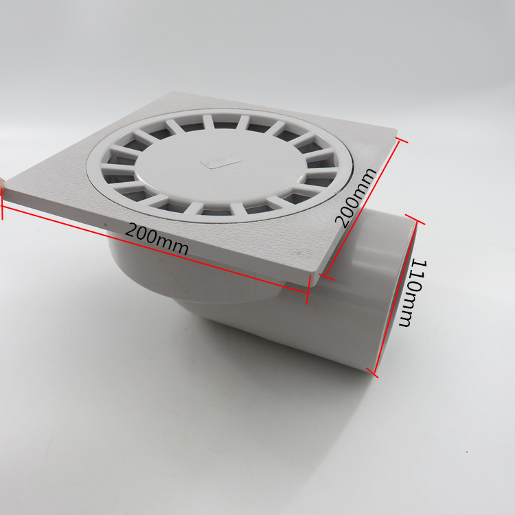 110pvc同层地漏塑料出水口侧排水口方型地漏卫生间加高宾馆加地漏