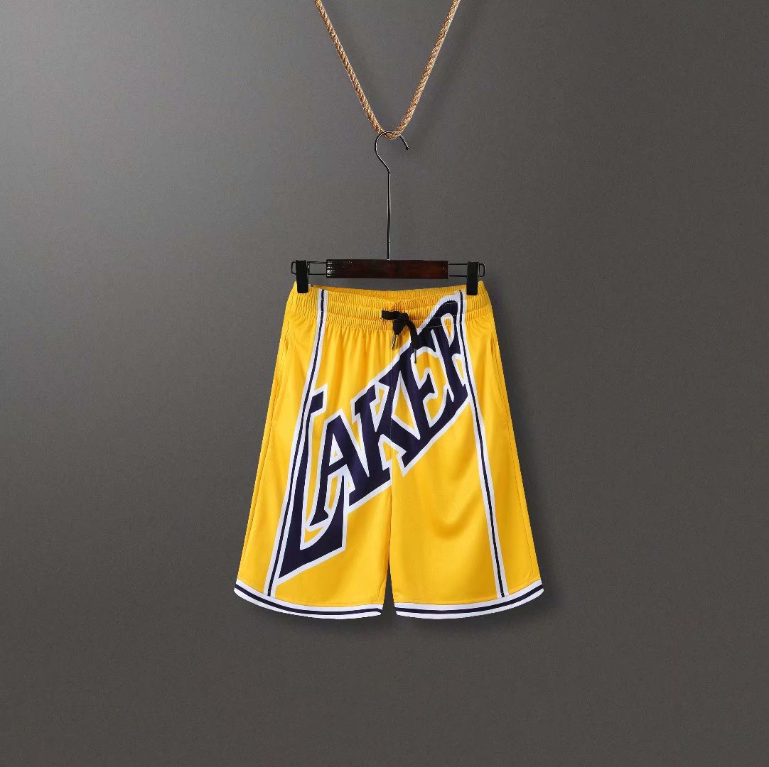 詹姆斯湖人短裤运动裤街头篮球裤街头嘻哈潮流宽松休闲五分裤男