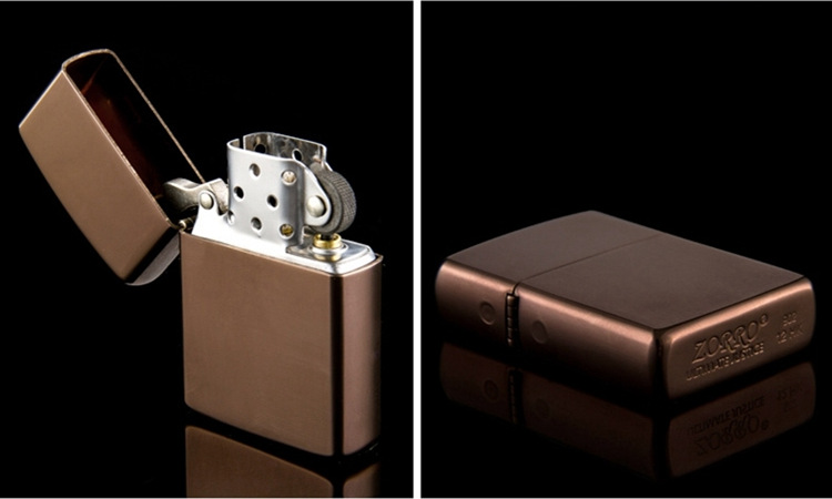 佐罗zorro煤油打火机古银红铜滚花光板机纯铜防风紫铜902光板机型