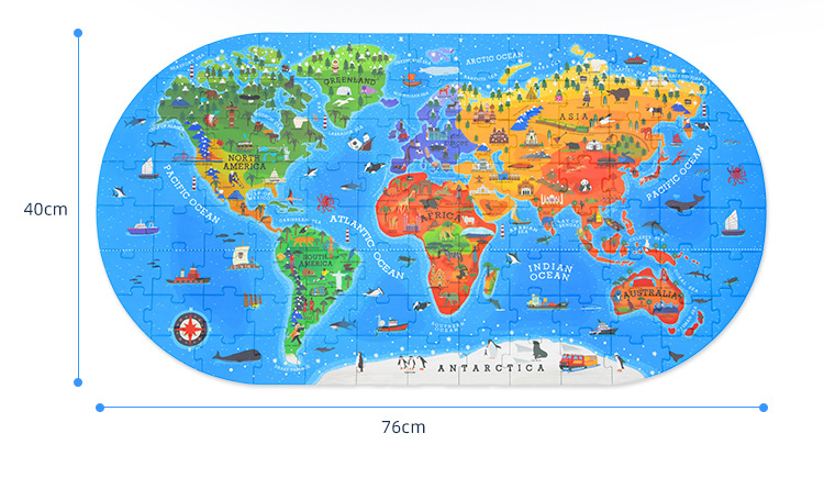 mideer弥鹿儿童认知益智拼图拼板玩具 人文地理世界100片手提礼盒
