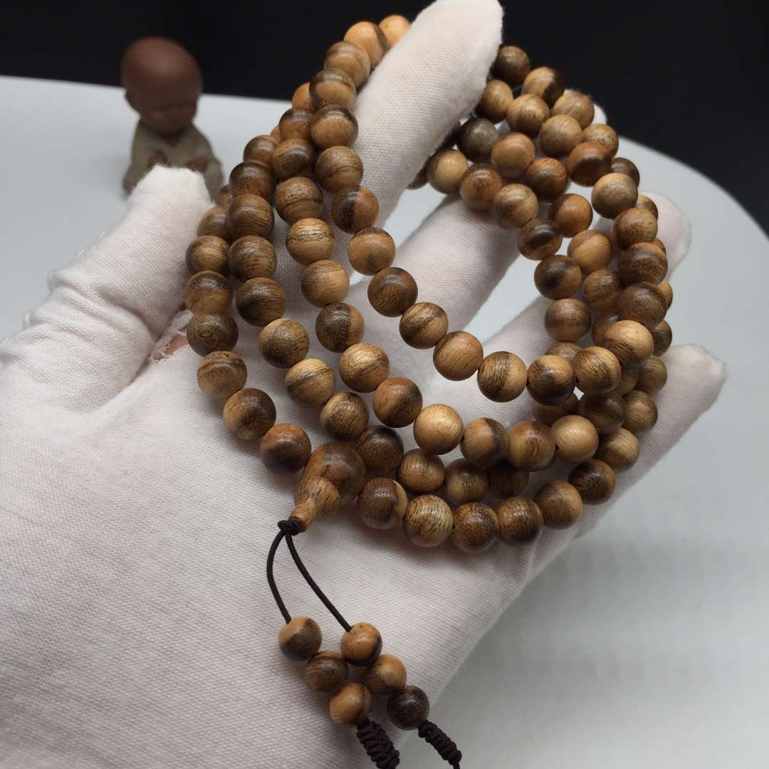 印尼老料沉香念珠加里曼丹沉香手串0.8cm*108颗佛珠 沉香手链批发