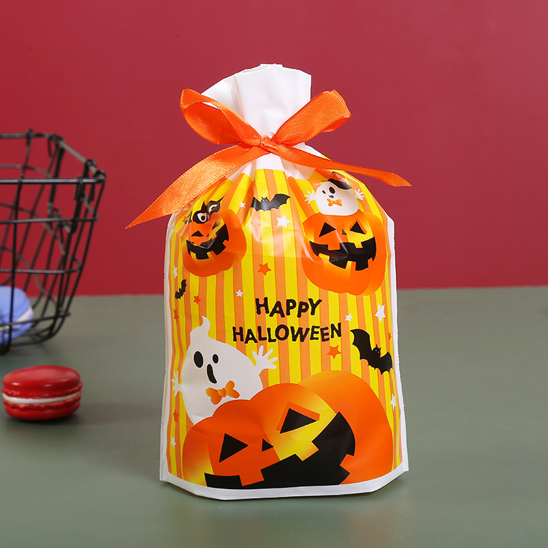 Halloween Foreign Trade Creative Drawstring Drawstring Pocket Biscuits Candy Bag Food Baking Drawstring Plastic Bag Packaging