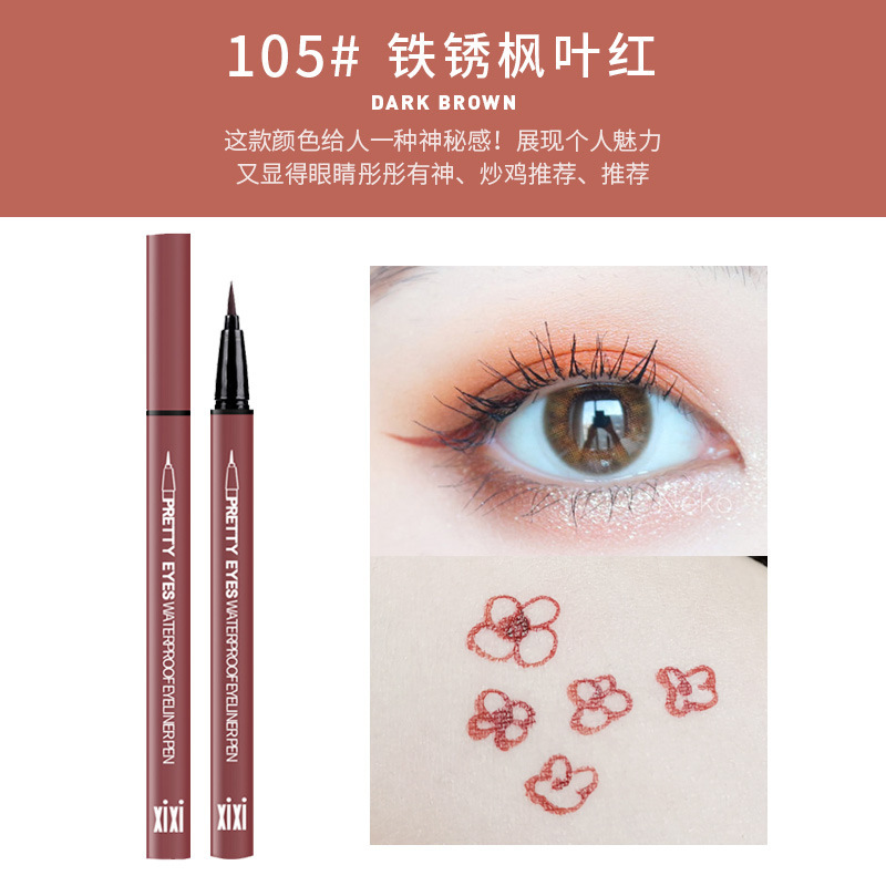 Xixi Beautiful Eyes Waterproof Color Eyeliner Pen Quick-Drying Not Smudge Liquid Eyeliner Soft Head Niche Cheap Internet Celebrity Same Style