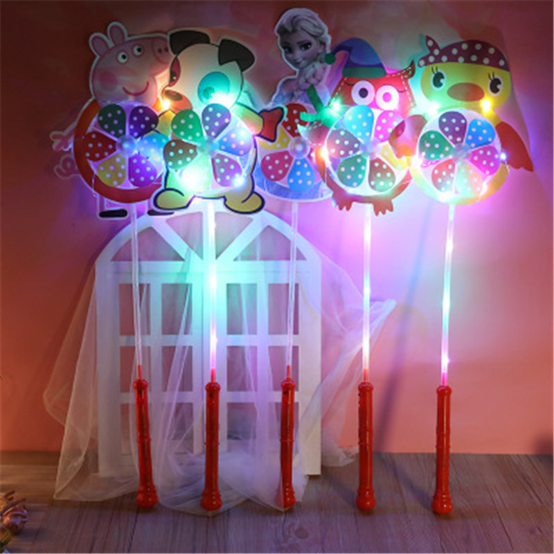 Internet Celebrity New Cartoon Light-Emitting Windmill Creative Summer Led with Light Flash Children's Toys Push Wholesale Hot Sale