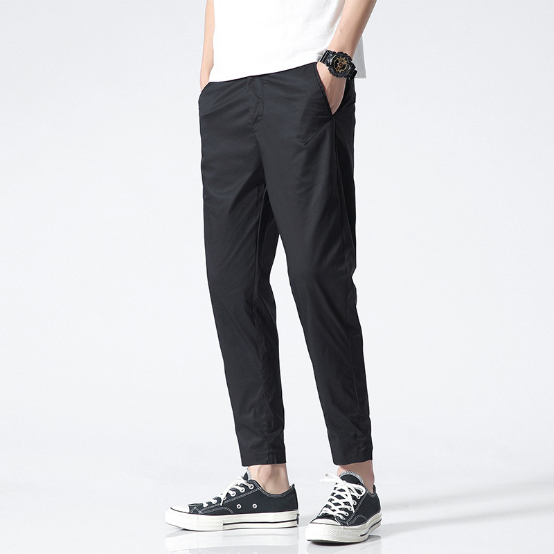 男裤直筒休闲裤2021夏季新款男士修身薄款韩版 松九分裤男装-报价