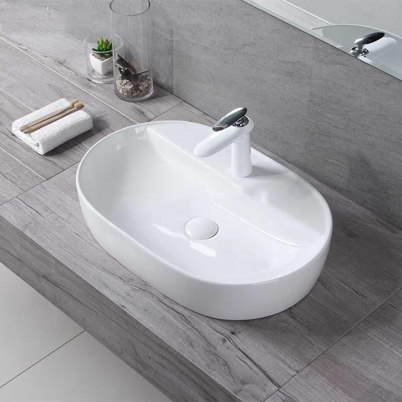 白色台上盆 洗手盆 洗脸盆陶瓷 洗面盆 洗漱台盆 椭圆台盆6168a