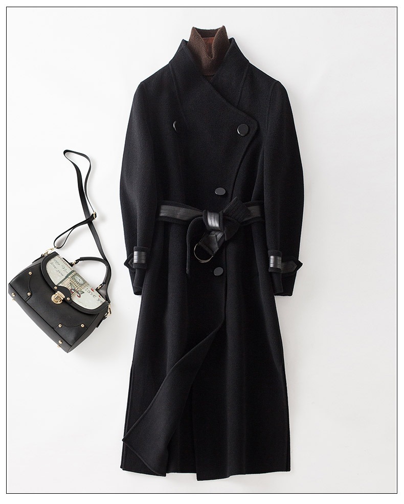 秋冬双面羊绒大衣澳羊毛高品质腰带毛呢大衣工厂批发100毛呢大衣