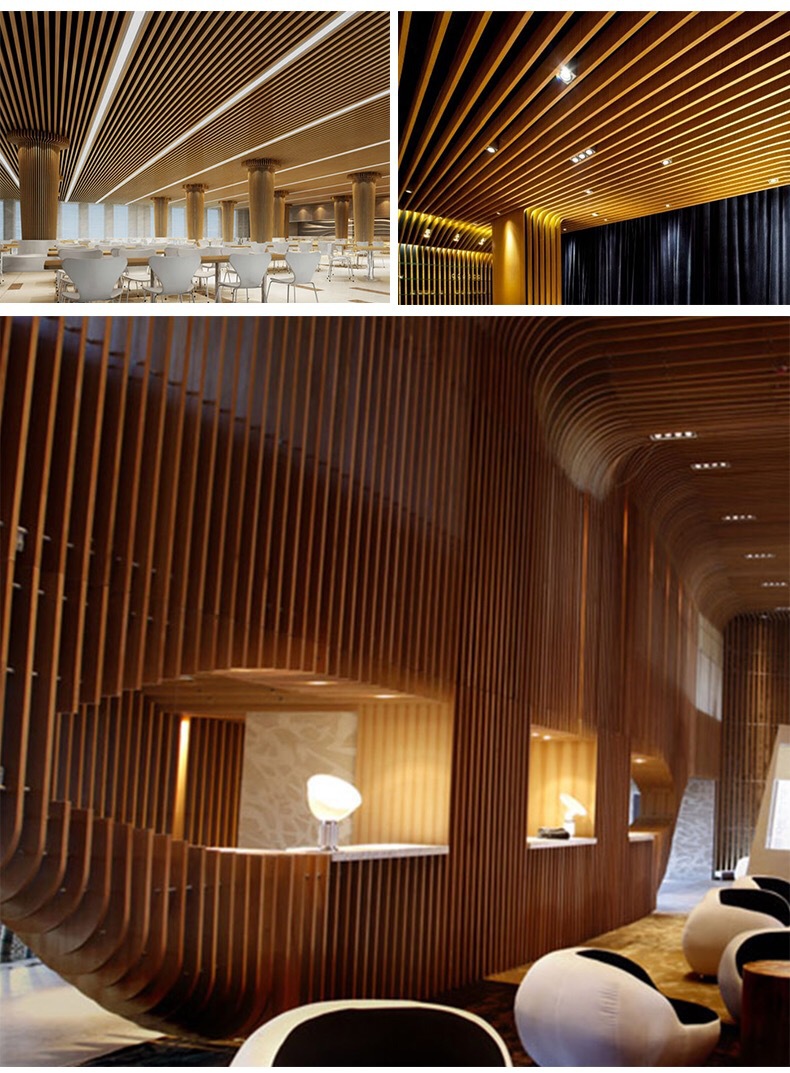 弧形铝方通吊顶木纹铝方通曲面铝屏风商场天花波浪s形异形铝方通