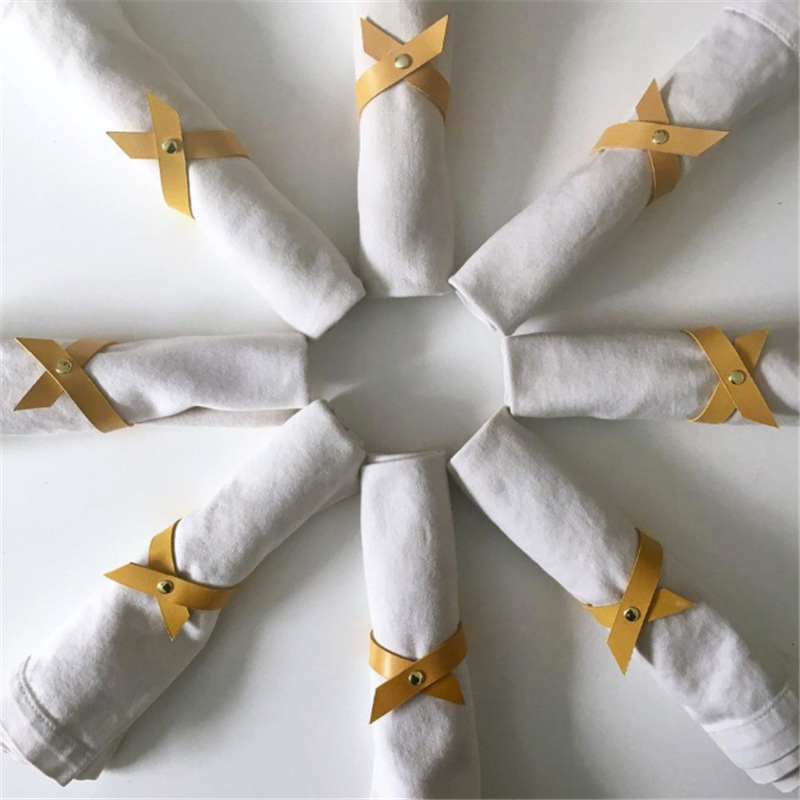 摆盘餐具毛巾扣 餐巾扣创意口布圈欧式皮革餐巾环 样板房摆台餐扣