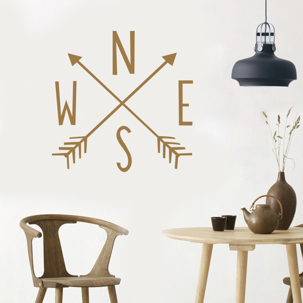 yy564 东西南北简约方向指针墙贴客厅卧室背景墙装饰墙贴可移除