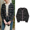 direct deal 2020 spring and autumn new pattern black and white Plaid Double-breasted Tweed XL European style coat direct deal 2020 spring and autumn new pattern black and white Plaid Double-breasted Tweed XL European style coat