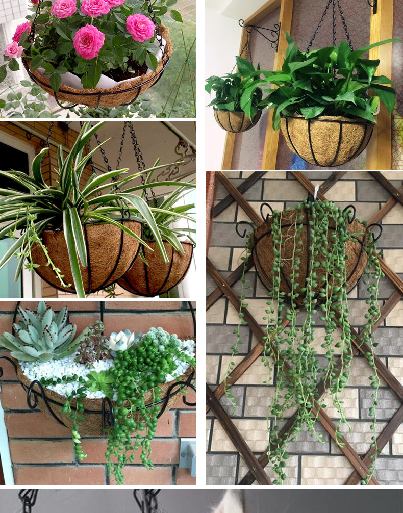 椰棕吊盆圆形吊篮挂盆挂钩垂吊花盆欧式创意多肉绿植绿萝吊兰花盆