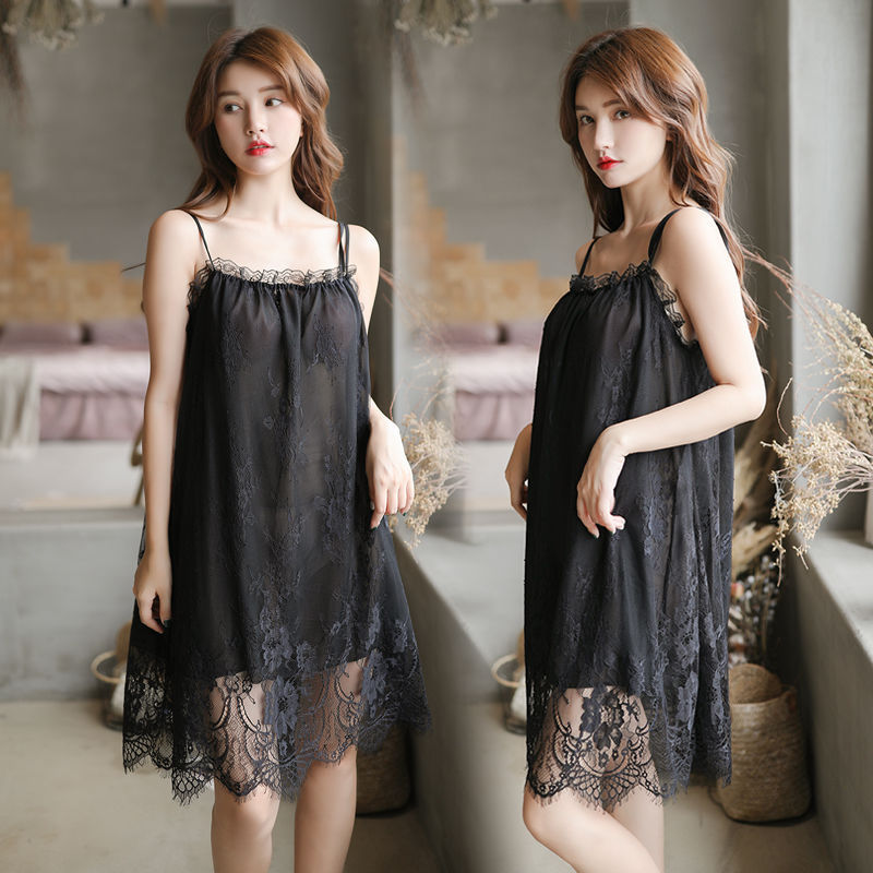 Cross-Border Supply Sexy Lingerie Nightdress Lace Seduction Sexy Nightdress Large Size Female Manufacturer Support 1075