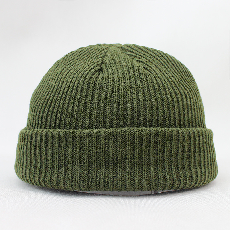 地主帽瓜皮帽冷帽男女单色西瓜帽嘻哈针织毛线帽保暖腈纶套头帽