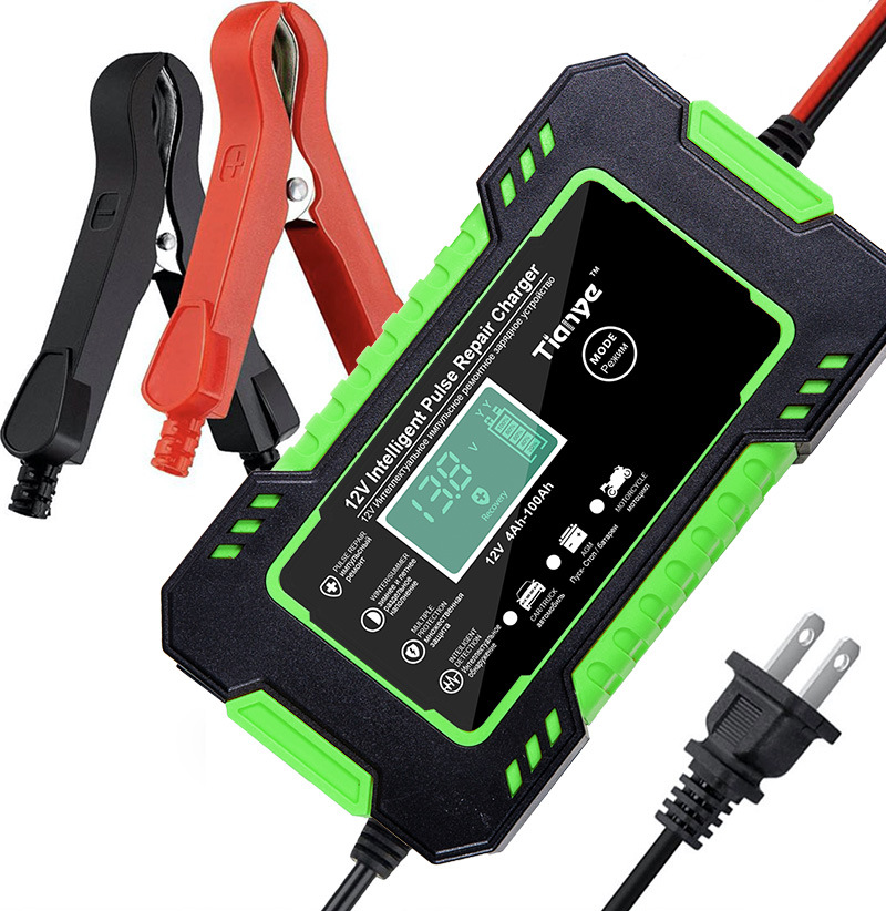 12v6a Motorcycle SUV Automobile Battery Charger Pulse Repair with LCD Screen