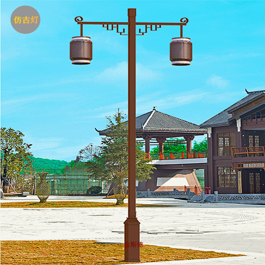 可定制庭院灯铝型材双头户外防水现代中式太阳能庭院灯仿古庭院灯
