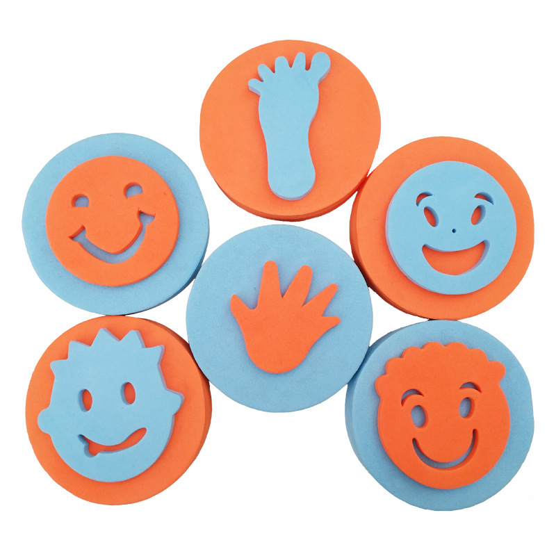 幼儿童美劳玩具手工制作材料拓印印章eva手掌印-笑脸微笑手脚印