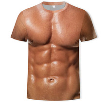肌肉男男士爆款潮流T恤3D数码印花短袖上衣厂家直销