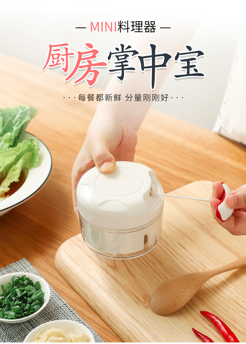 多功能迷你手拉绞肉机家用搅拌料理切菜碎菜机圆形蒜蓉手动拉蒜器