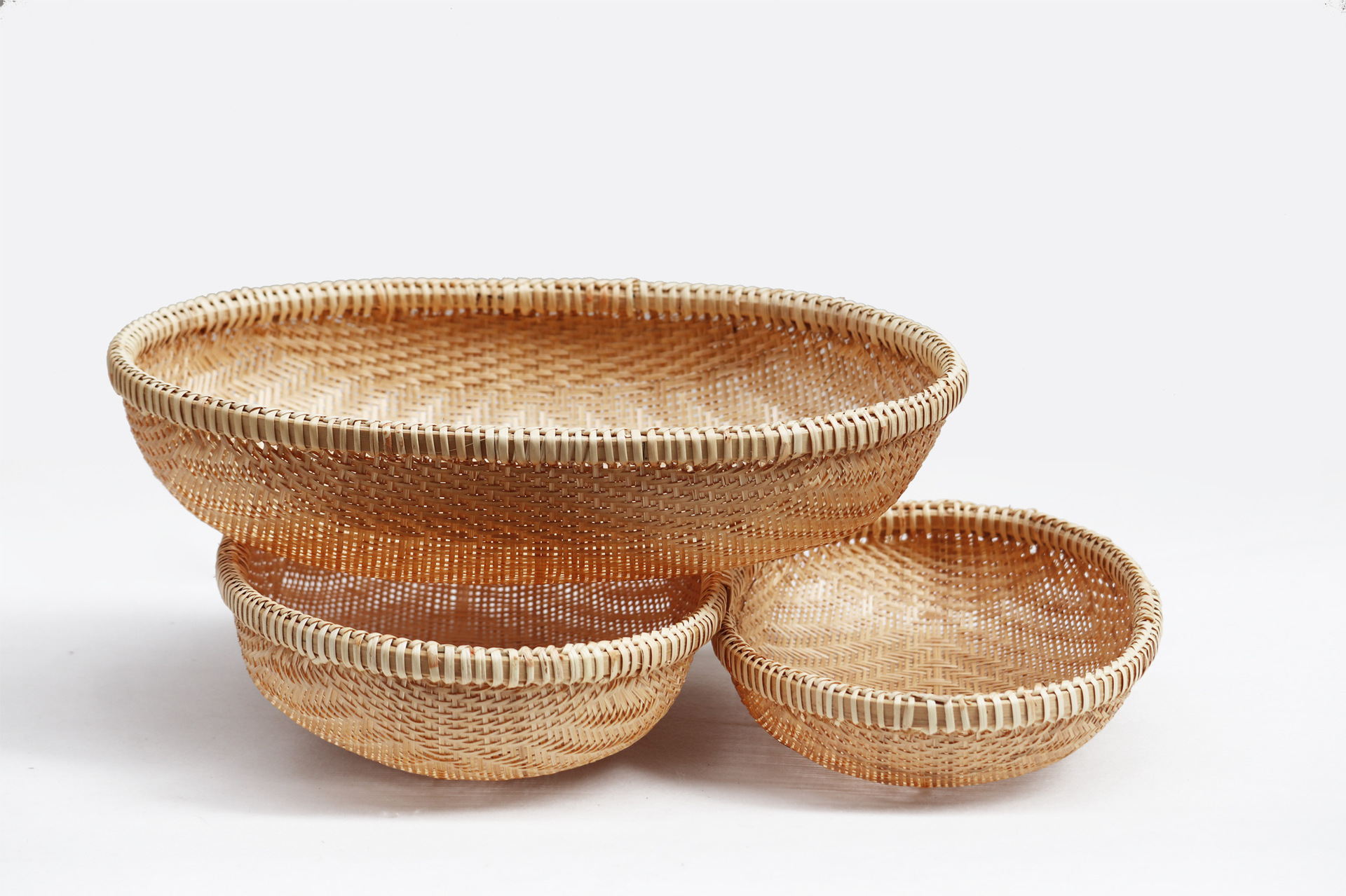 精编竹编水果篮 簸箕圆形筲箕竹筛子 洗菜圆筐农家竹制品家用果盘