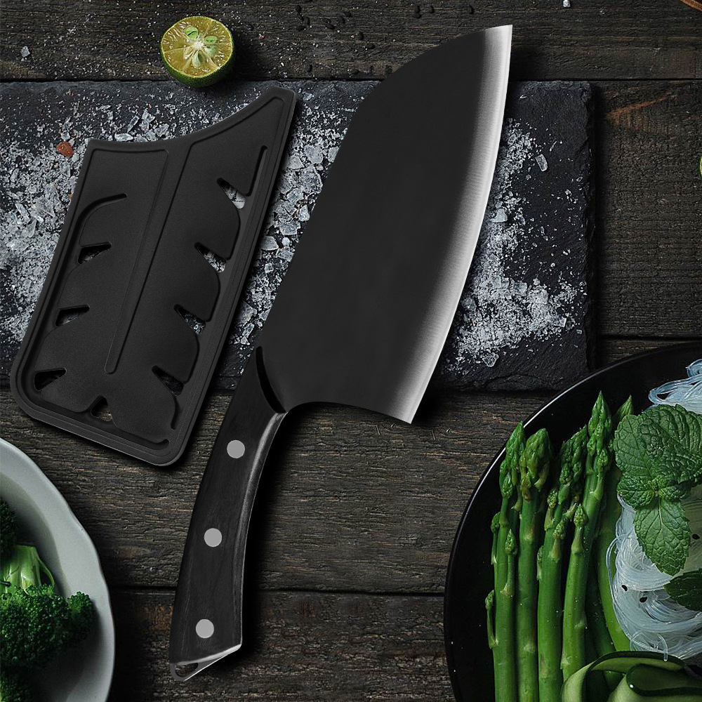 厂家直供中式女士小菜刀 哑光面木柄不锈钢切片刀切菜刀阳江刀具