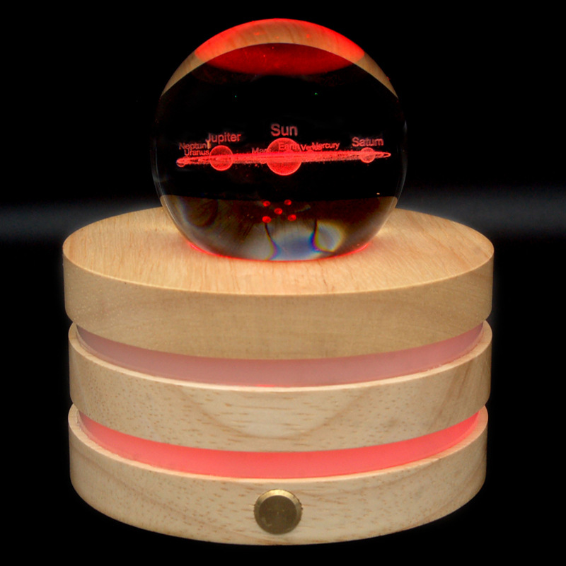 Beech Crafts Creative Wooden Music Box Bluetooth DYI Rotating Crystal Ball Music Box Small Night Lamp Ornaments