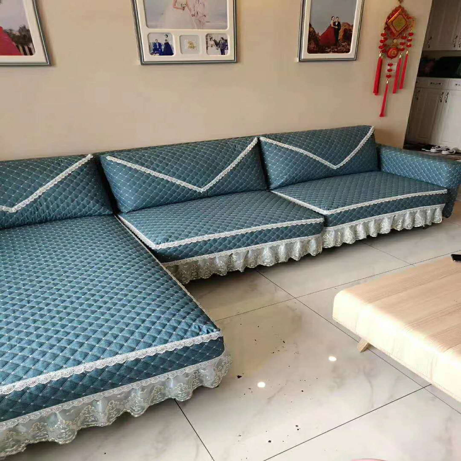 厂家直供棉麻提花沙发布 夹棉加厚防滑沙发垫布料 半成品布料批发
