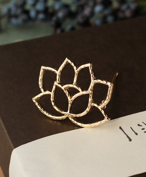 心似莲花开 清雅文艺 金属莲花造型复古发夹