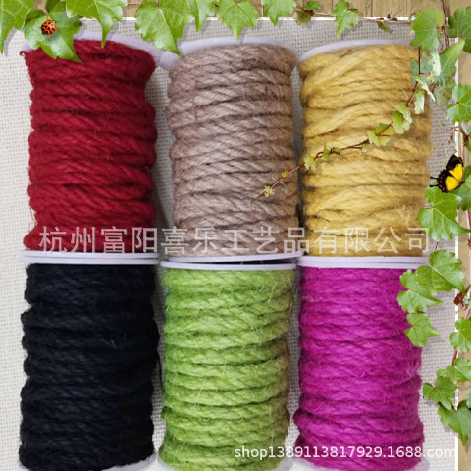 Kindergarten Handmade Colored Hemp Rope 5mm DIY Accessories Decorations Hemp Rope Wound Tube Flowerpot Cat Climbing Frame 5M Per Piece