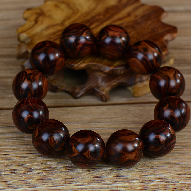 老挝黄花梨手串烟花纹藤香木降香木留疤酷似海黄佛珠念珠男女手链