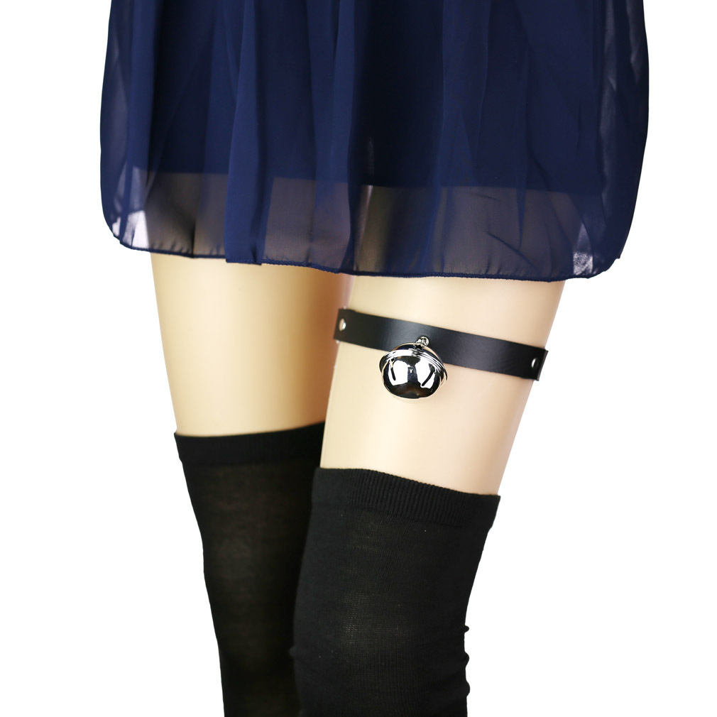 新款推出朋克哥特摇滚响亮大铃铛腿环腿带夜店演出简略调节吊袜带